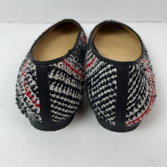 Talbots Sz 8M Tweed Houndstooth Ballet Flats Red Black Preppy Careerwear Retro - Picture 12 of 16